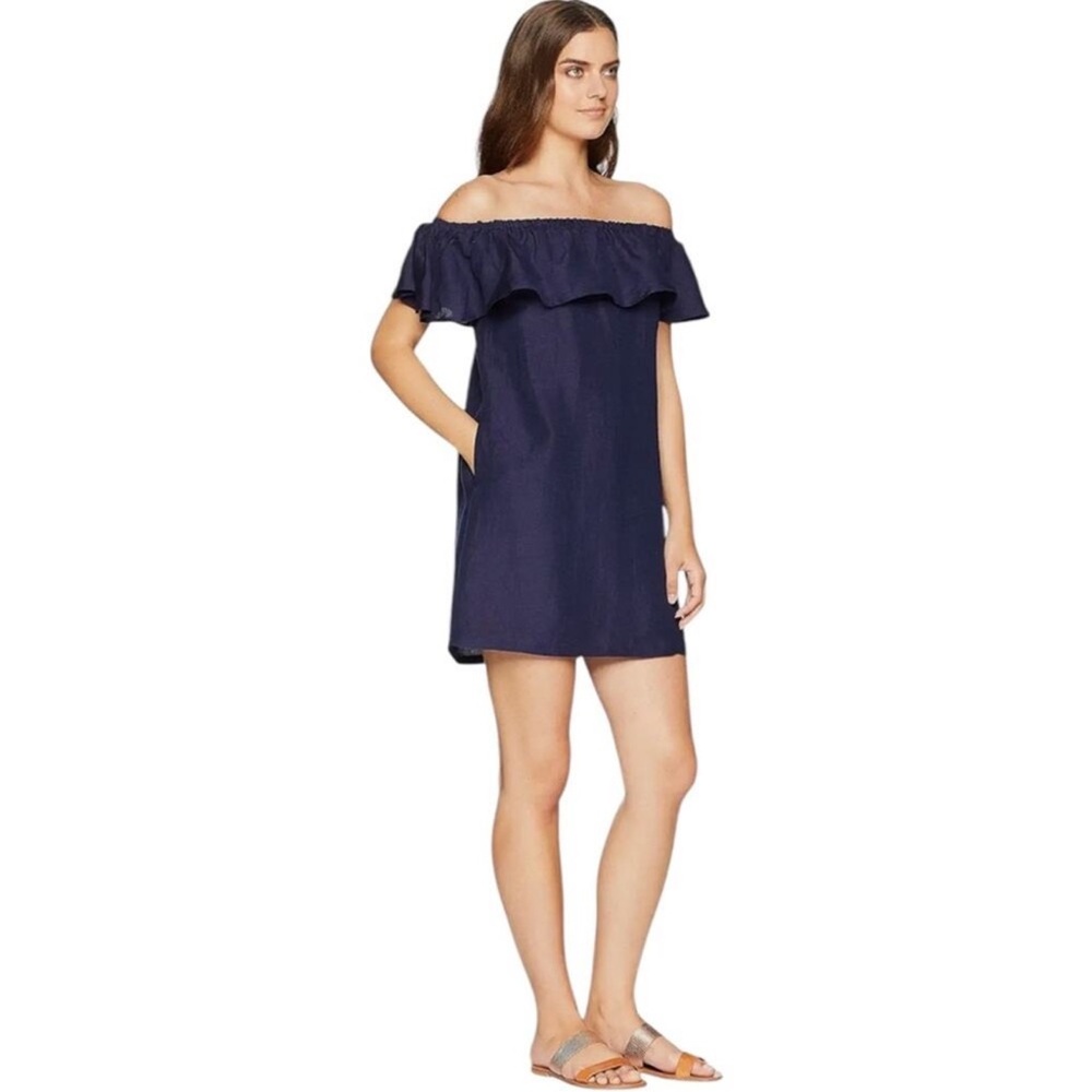 St Lucia Navy Blue Off Shoulder Dress NWOT